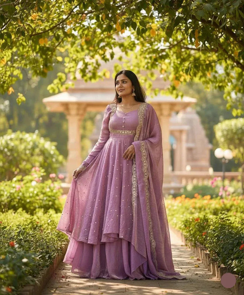 Sundari -  3 Set - Cape Top, Paired With a Skirt And Dupatta