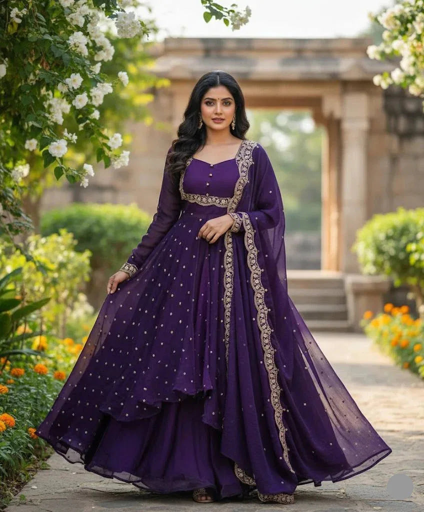 Sundari -  3 Set - Cape Top, Paired With a Skirt And Dupatta