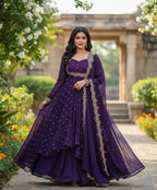 Sundari -  3 Set - Cape Top, Paired With a Skirt And Dupatta