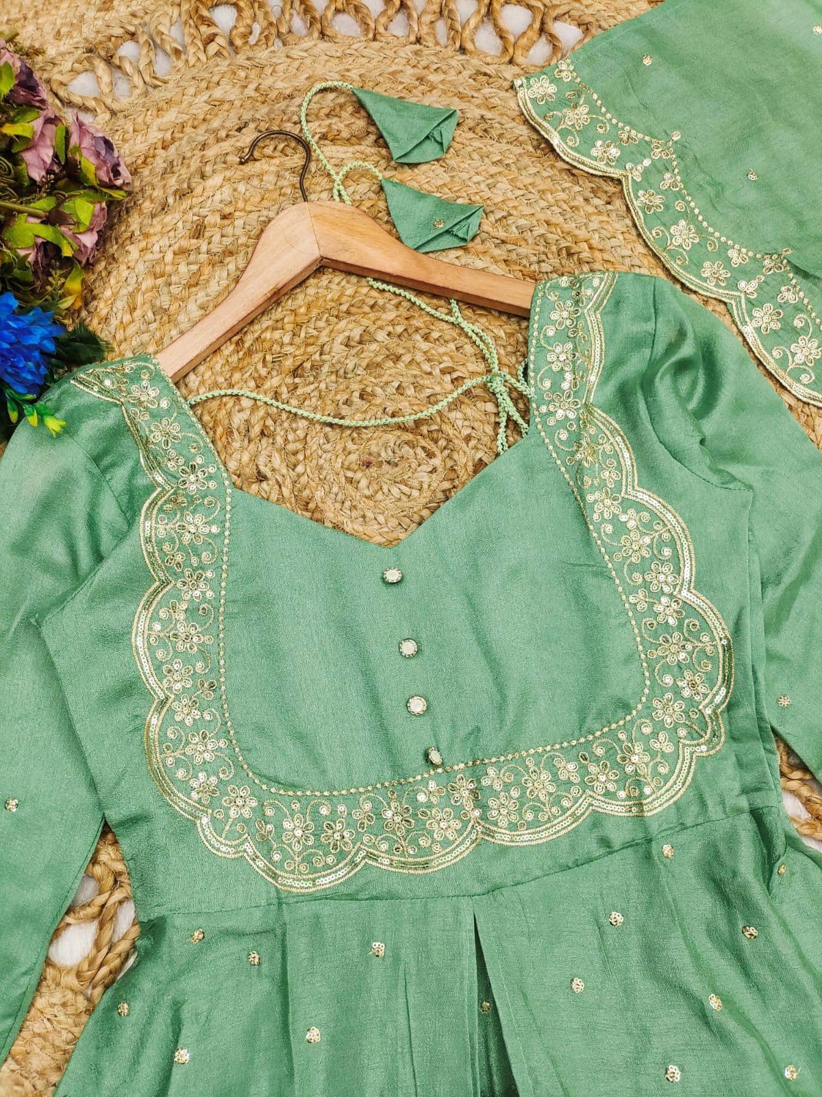 Sundari -  3 Set - Cape Top, Paired With a Skirt And Dupatta
