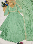 Sundari -  3 Set - Cape Top, Paired With a Skirt And Dupatta