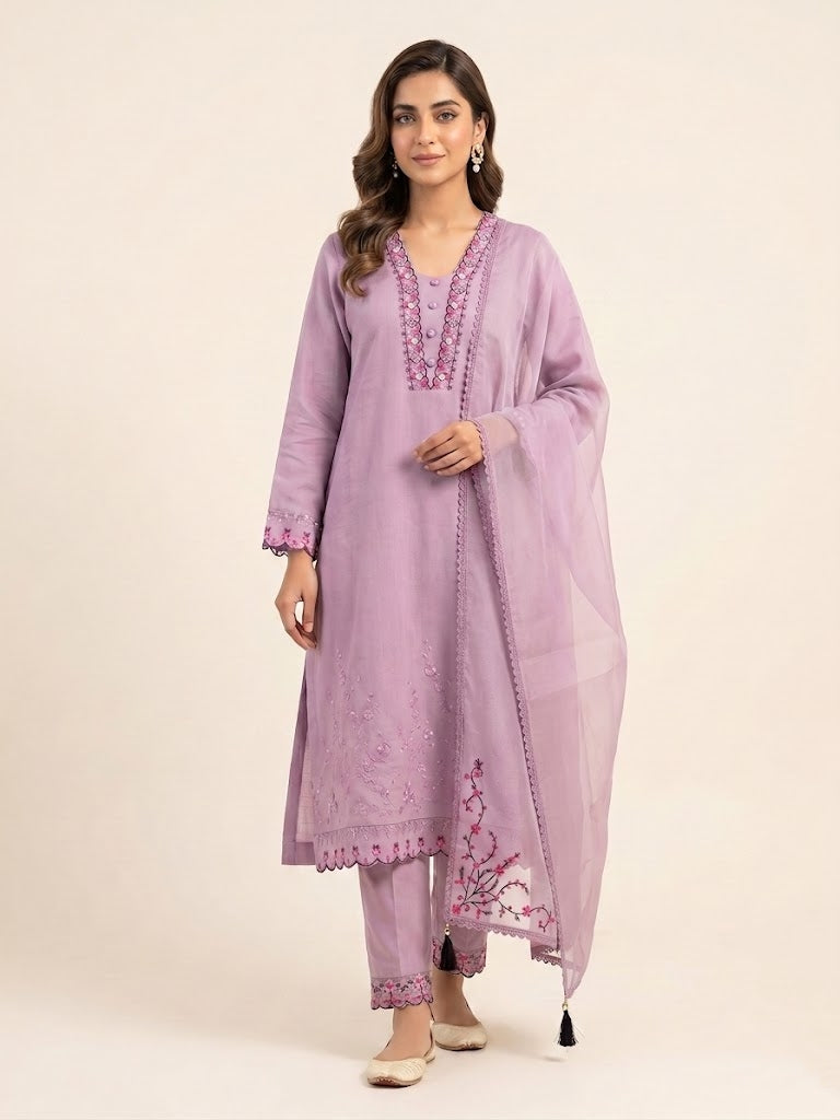 Aakaanksha - 3 Set Designer Kurta, Dupatta, Pant with pocket