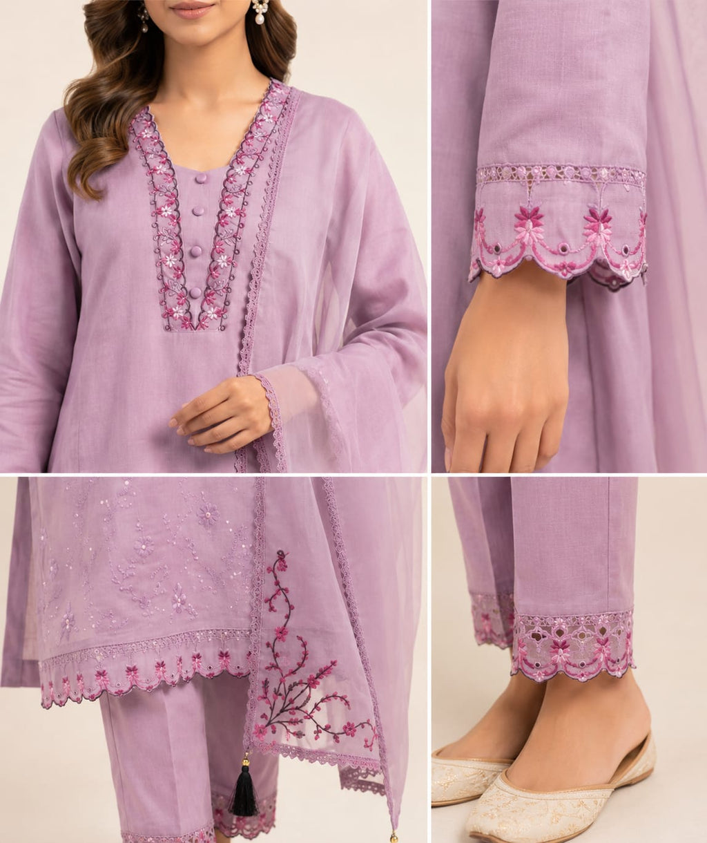 Aakaanksha - 3 Set Designer Kurta, Dupatta, Pant with pocket