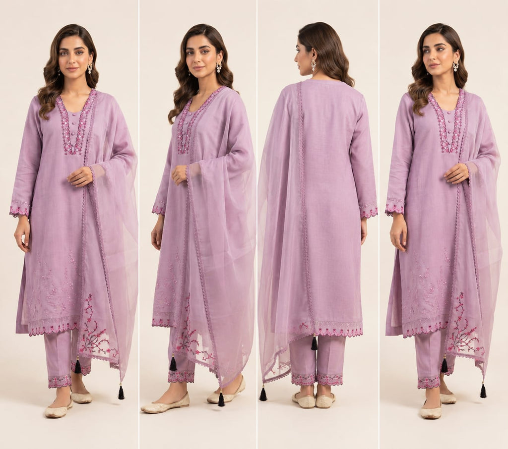 Aakaanksha - 3 Set Designer Kurta, Dupatta, Pant with pocket
