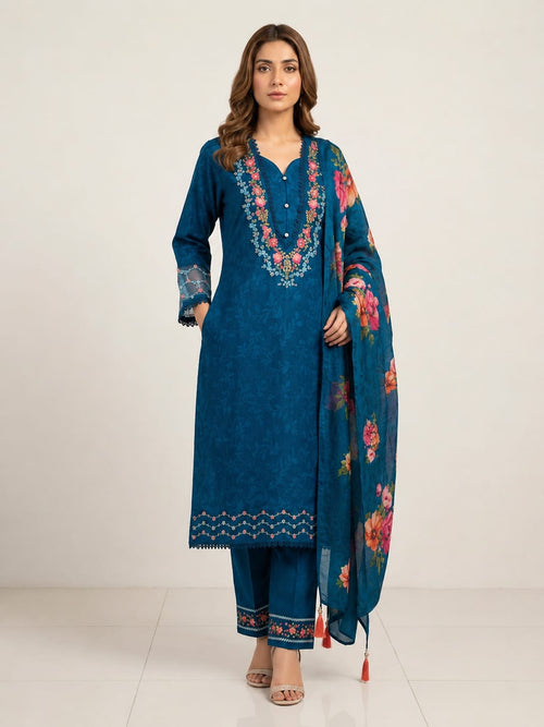 Aadhya - 3 Set Designer Kurta, Dupatta, Pant with Pocket