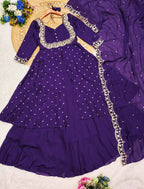 Sundari -  3 Set - Cape Top, Paired With a Skirt And Dupatta