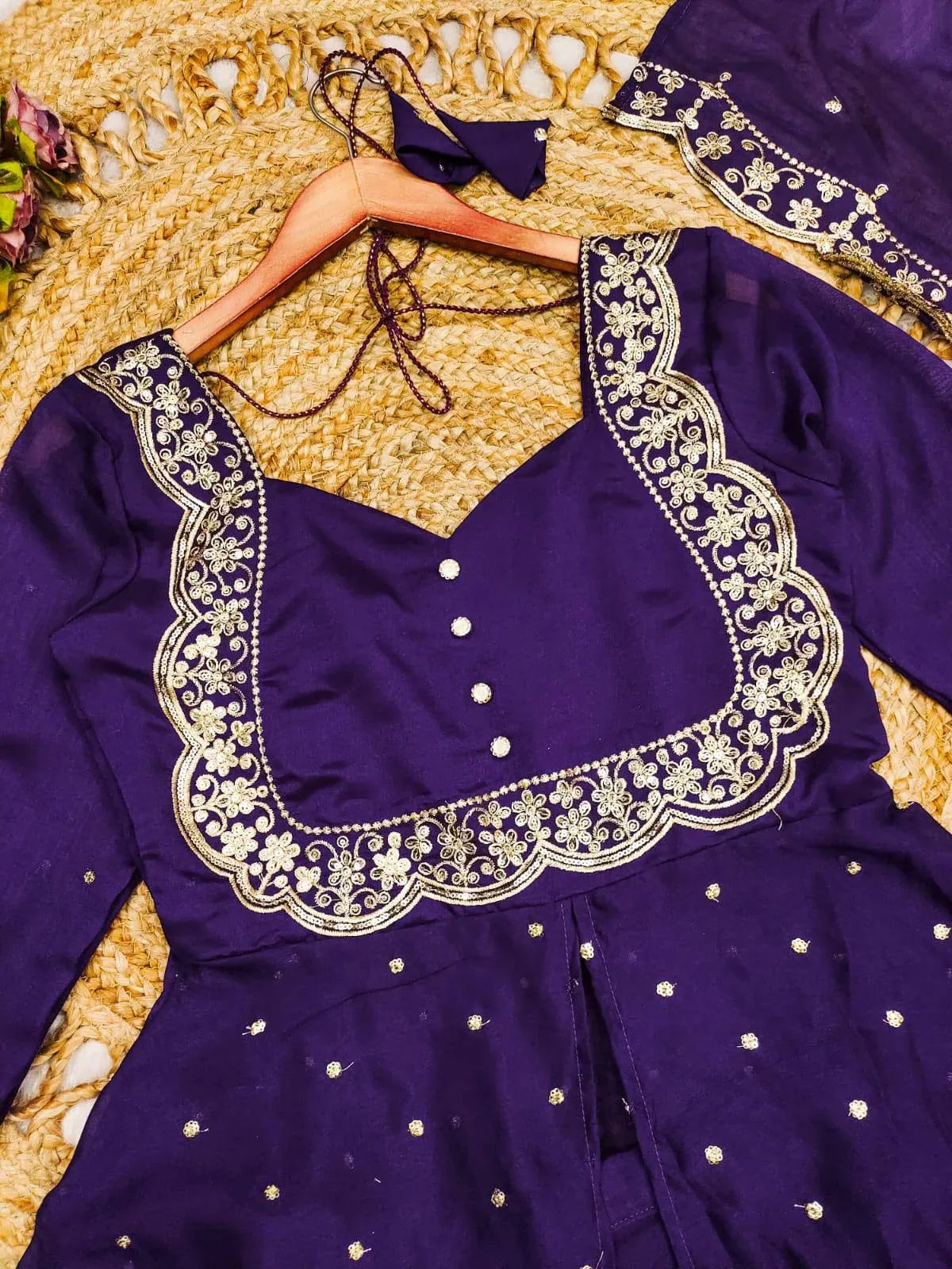 Sundari -  3 Set - Cape Top, Paired With a Skirt And Dupatta